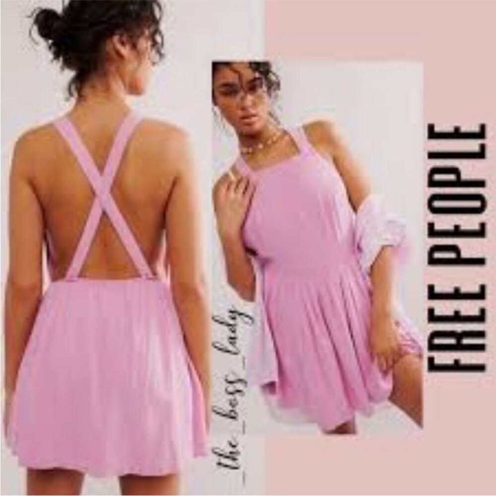 🌸🆕Free People Pink Pleated Halter Mini Dress🌸🌸🆕